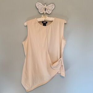 DKNY Sleeveless Top Cream Asymmetrical  XL